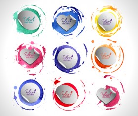 Watercolor with stickers vectors 02