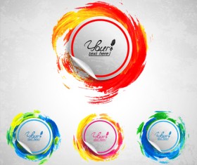 Watercolor with stickers vectors 03