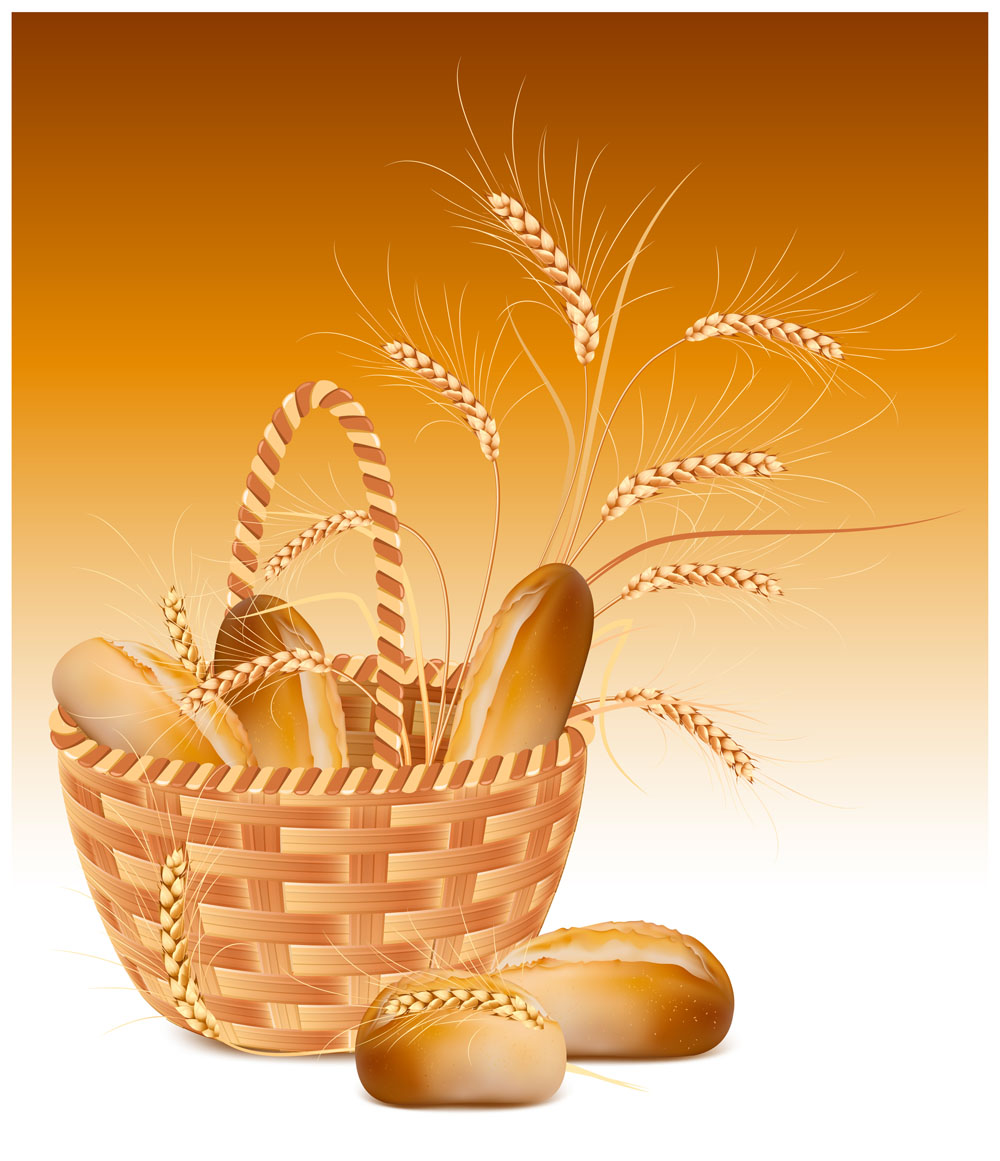 Wheat with bread vector material 01