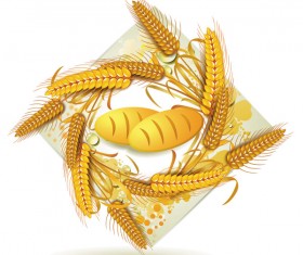 Wheat with bread vector material 05