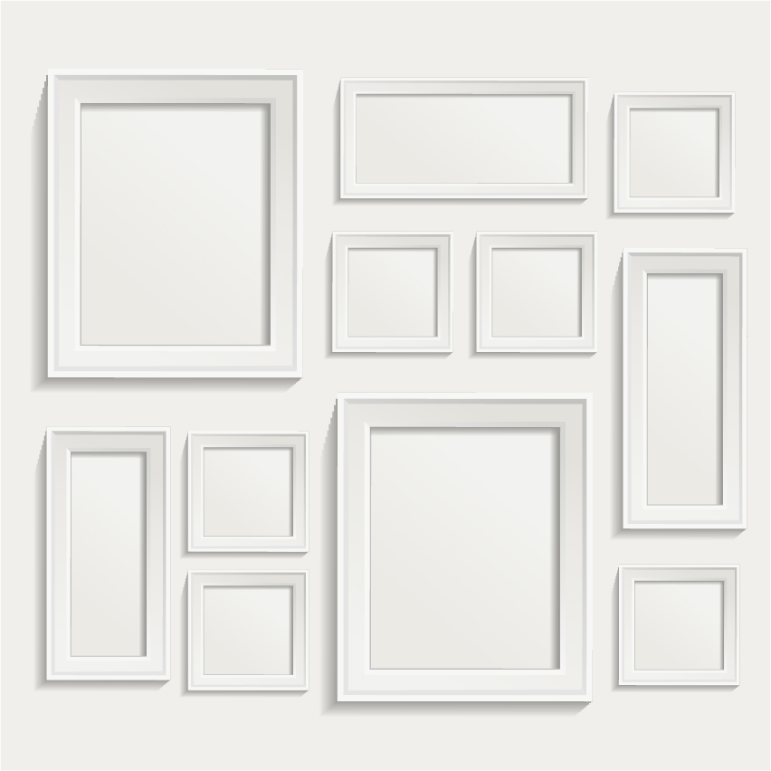 White photo frame set 01 vector
