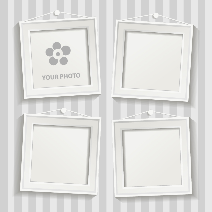 White photo frame set 03 vector