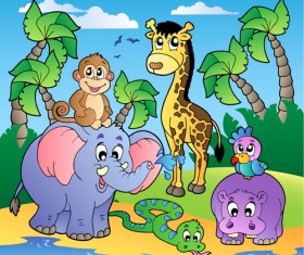 Wild animal cute cartoon vector set 02