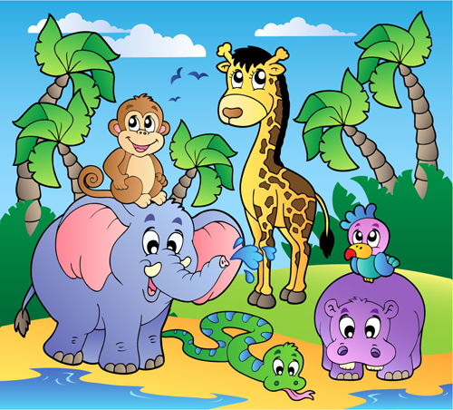 Wild animal cute cartoon vector set 02