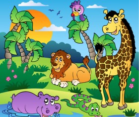 Wild animal cute cartoon vector set 03