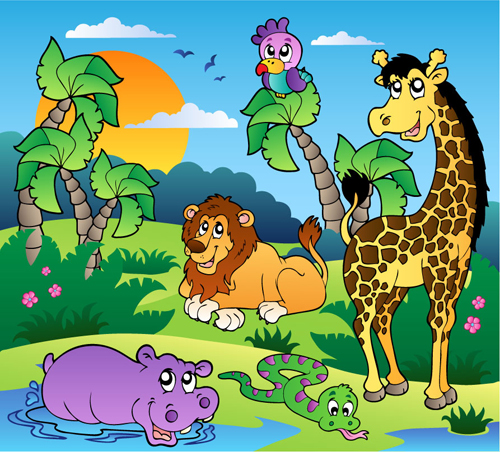 Wild animal cute cartoon vector set 03 free download