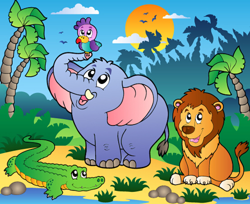 Wild animal cute cartoon vector set 04