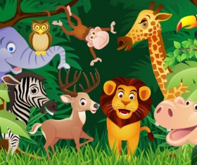 Wild animal cute cartoon vector set 08