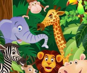 Wild animal cute cartoon vector set 09