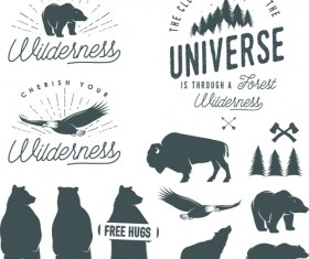 Wild animal with logos vector material
