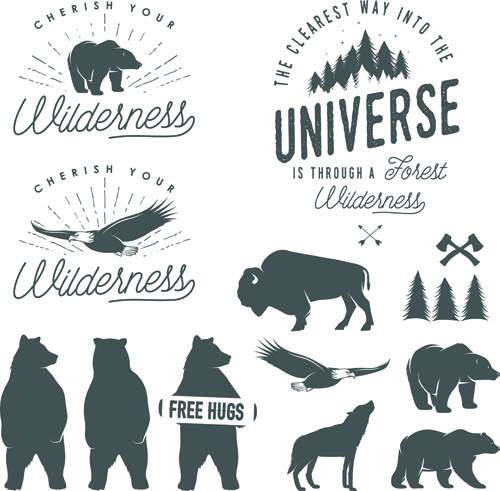 Wild animal with logos vector material