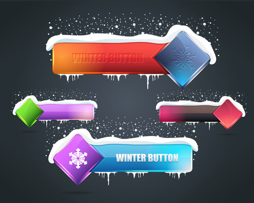Winter styles buttons vector material