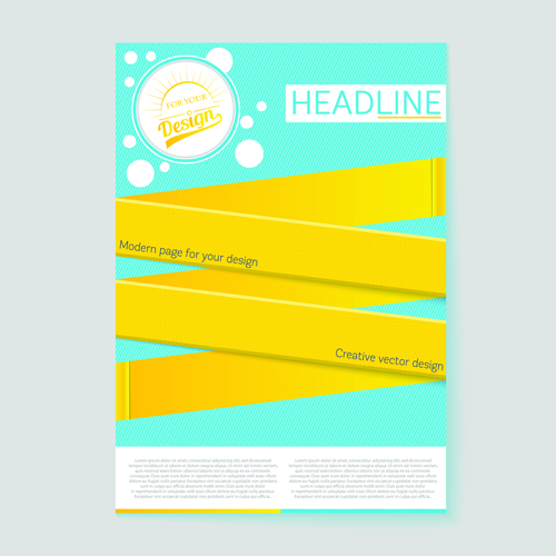 Yellow paper tapes flyer cover vectors