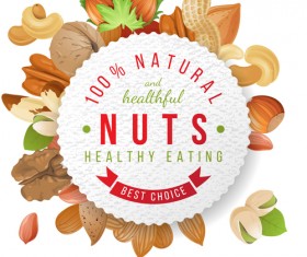 nuts with round paper vector background