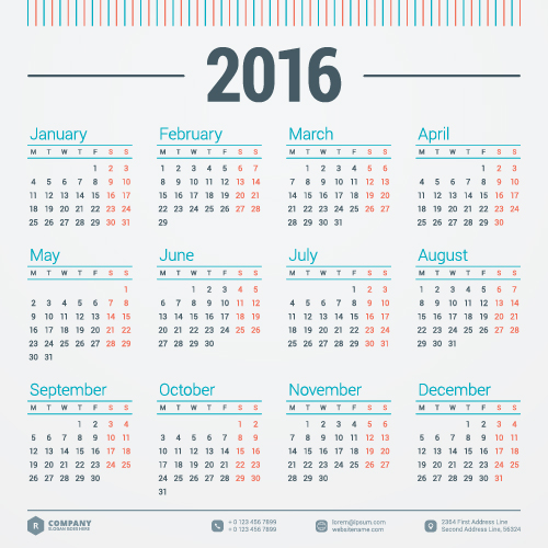 2016 company calendar creative design vector 01