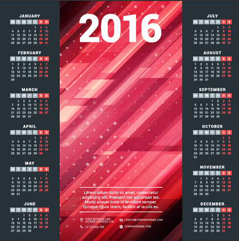 2016 company calendar creative design vector 02 free download