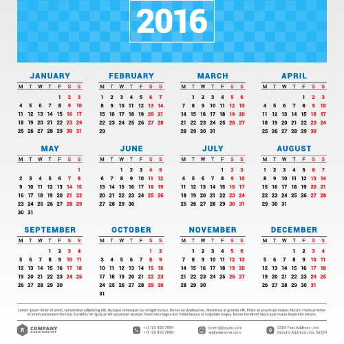 2016 company calendar creative design vector 09