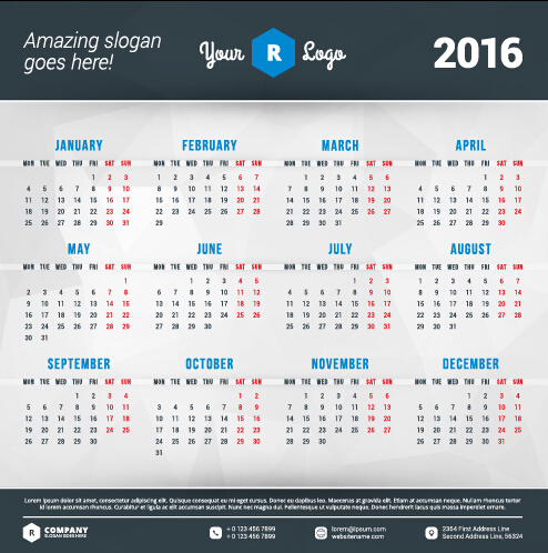2016 company calendar creative design vector 16