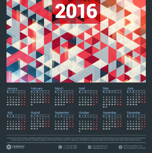 2016 company calendar creative design vector 17