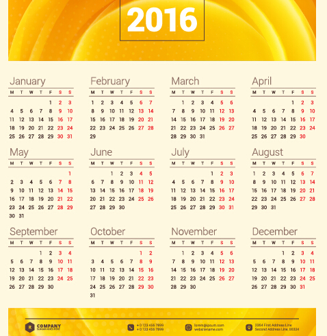 2016 company calendar creative design vector 18