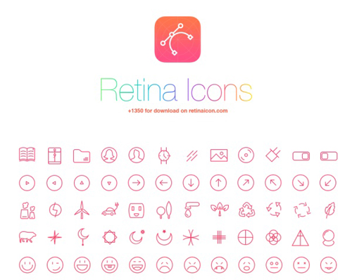 300 Kind retina outline icons set