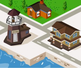 3D city building model vector set 01