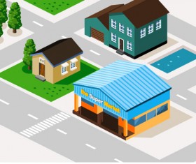 3D city building model vector set 02