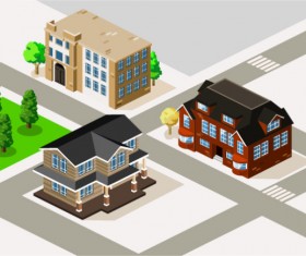 3D city building model vector set 03