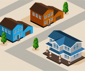 3D city building model vector set 04