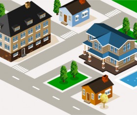 3D city building model vector set 06