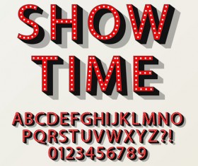 3D red alphabet and number vector