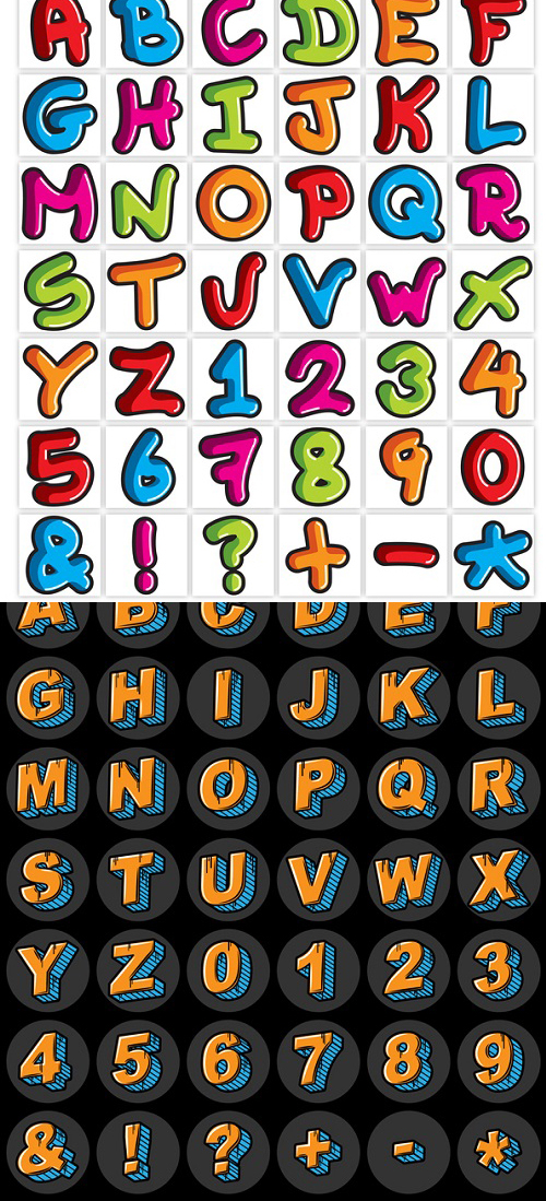 Alphabet and numbers graffiti vector