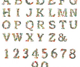 Alphabet with number and flower vector