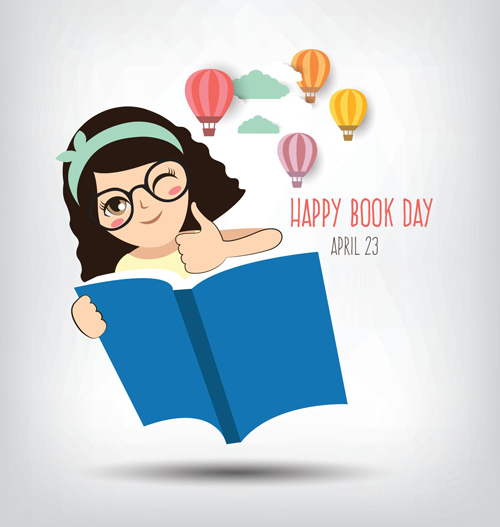 April 23 happy book day vector design 02