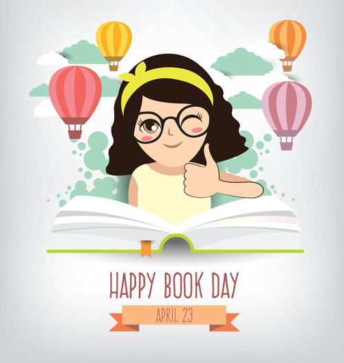 April 23 happy book day vector design 04