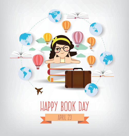April 23 happy book day vector design 06