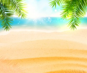 Beach with sea romantic background vector 02
