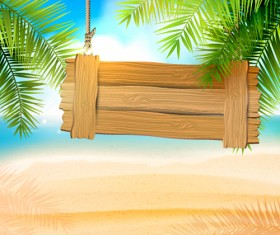Beach with sea romantic background vector 03