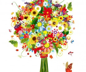 Beautiful decoration flowers vector material 04