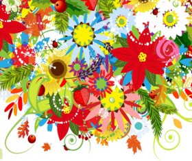 Beautiful decoration flowers vector material 05