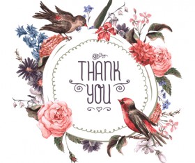 Beautiful flower with birds vintage cards vector 04