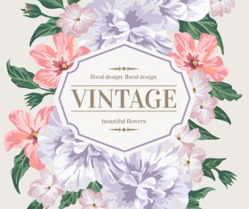 Beautiful flowers with vintage card vectors 01