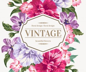 Beautiful flowers with vintage card vectors 02