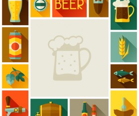 Beer elements flat icons vector set 01