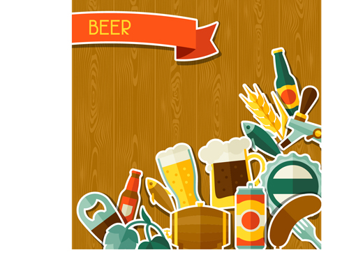 Beer flat style background vector design 02