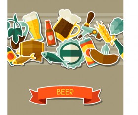 Beer flat style background vector design 03
