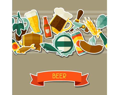 Beer flat style background vector design 03
