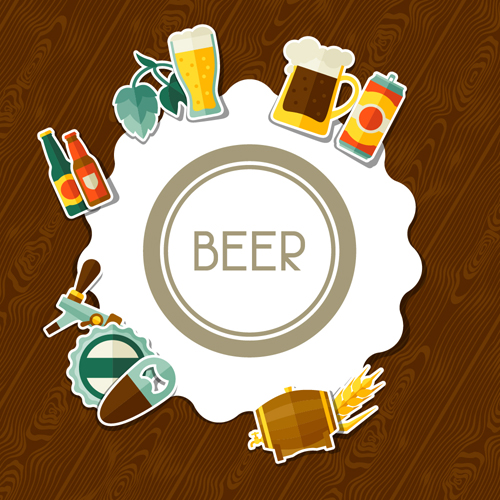 Beer flat style background vector design 04