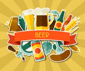 Beer flat style background vector design 05