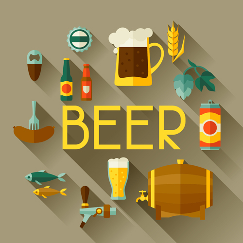 Beer flat style background vector design 06